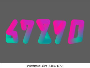 Colorful volumable numbers from 6 to 0. Vector illustration