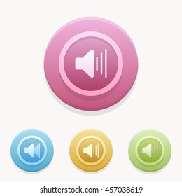 colorful volume icon or button in flat style isolated vector illustration on white background