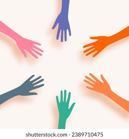 colorful volunteer joining hand background for social service vector