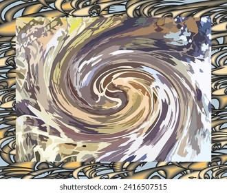 Colorful vortex backdrop for textiles or fabrics. Natutal motifs in spiral form for fashion, business concepts, scrapbooking, covers, prints, interior solutions, posters, etc. Vector blurred backdrop
