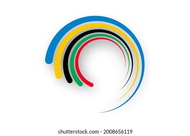 colorful vortex icon, logo template. Abstract multicolor curly lines, vector isolated on white background, sport concept, multicolor striped frame, copy space for your text