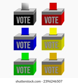 Caja de votación colorida sobre fondo blanco aislado
