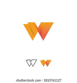 Colorful W letter geometric 3D icon logo design, perfect for corporate