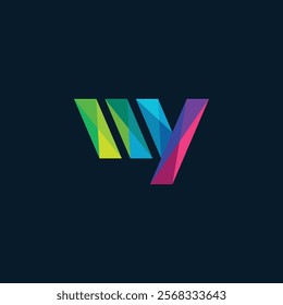 A colorful 'W' and 'Y' logo on a dark background