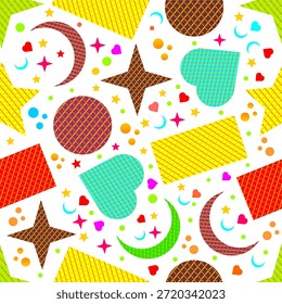 Padrão de bolacha colorida sem emenda. Fundo de padrão de wafer divertido. Padrão bonito de textura de bolacha. Padrão de comida wafer brincalhão.