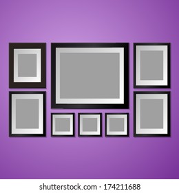 Colorful Wall with empty Picture Frame. Vector illustration