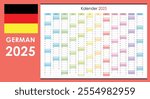 Colorful wall planner for 2025. Annual one page calendar in German