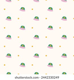a colorful wallpaper with a green and yellow hat and yellow background.
