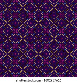 Colorful Wallpaper texture seamless pattern. Abstract background with geometric patterns. Modern design. Colors in the image: black, pink, yellow blue. Wrapping paper. Graphic vector design