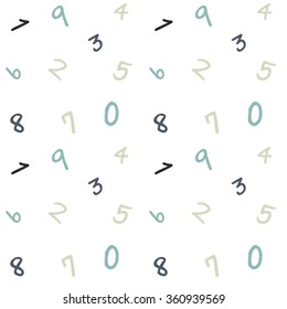 colorful warm pastel numbers cute seamless vector pattern background illustration