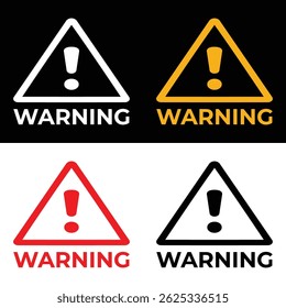 Colorful Warning Sign Icons with Exclamation Marks in Triangle – Safety Symbol Set Design Vector
