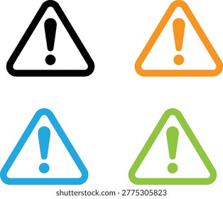 Colorful warning triangle exclamation icons set