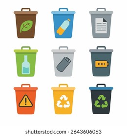 Guía de residuos coloridos: separa la basura de forma inteligente por tipo para un mundo más limpio.