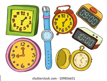 colorful watch and clock doodle