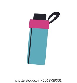 Colorful water bottle design featuring a modern style in soft blue and vibrant pink accents for everyday use. Vector. Flat style.