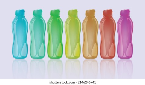 Colorful water bottles vector illustration