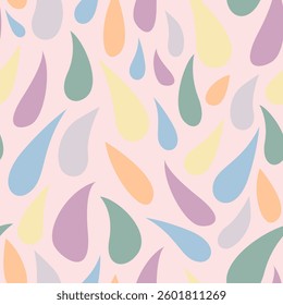 Colorful Water Drop Hippie Vintage seamless pattern. Abstract art print. Design for paper, covers, cards, fabrics, interior items and any.