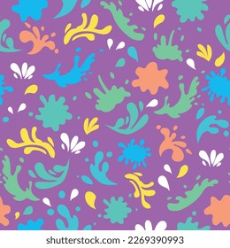 Colorful Water Splash seamless pattern background Created in Adobe Illustrator