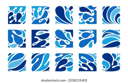 Colorful water splash square design set