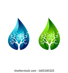 colorful water tree vector logo template