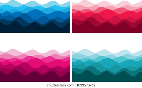 colorful water wave background set