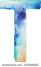Colorful watercolor aquarelle font type handwritten hand draw doodle abc alphabet letters