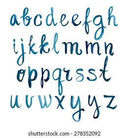 Colorful watercolor aquarelle font type handwritten hand drawn doodle abc alphabet letters vector.