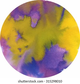 Colorful watercolor background in round shape