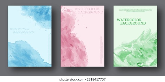Colorful watercolor background. A set of layouts for covers, posters, flyers, posters and creative creative design
