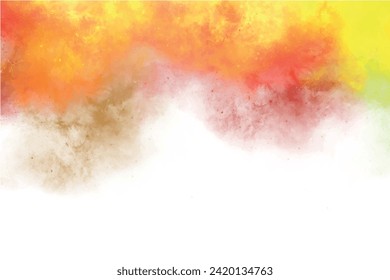 Colorful watercolor background texture and distressed vintage grunge image. Watercolour paint stains in elegant backdrop space background illustration. Bright abstract drawing on white paper.