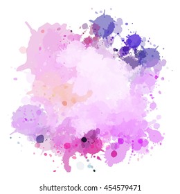 Colorful watercolor background. Watercolor vector texture, stains, splatter, splash.