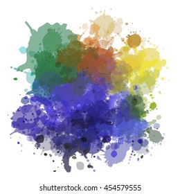Colorful watercolor background. Watercolor vector texture, stains, splatter, splash.