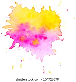 Colorful  watercolor blots on white background . Hand painted  stain. Vector illustration