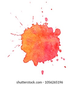 Colorful  watercolor blots on white background . Hand painted  stain. Vector illustration