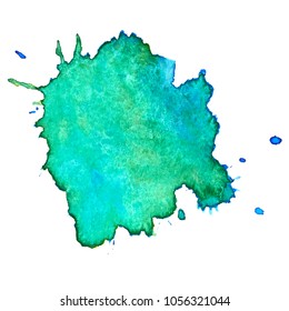 Colorful  watercolor blots on white background . Hand painted  stain. Vector illustration