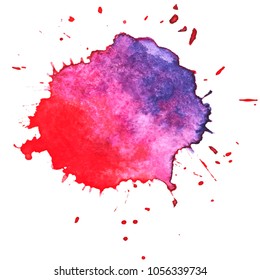 Colorful  watercolor blots on white background . Hand painted  stain. Vector illustration