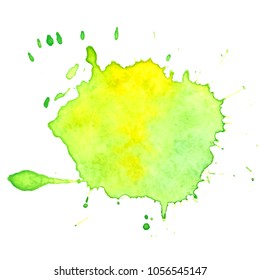 Colorful  watercolor blots on white background . Hand painted  stain. Vector illustration