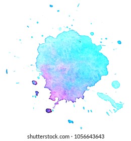 Colorful  watercolor blots on white background . Hand painted  stain. Vector illustration