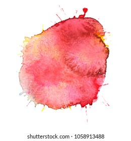 Colorful  watercolor blots on white background . Hand painted  stain. Vector illustration