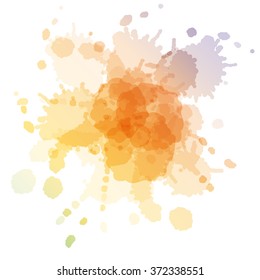 Colorful watercolor blots and splashes on a white background. A simple element of design for creation of more difficult ideas.