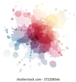Colorful watercolor blots and splashes on a white background. A simple element of design for creation of more difficult ideas.