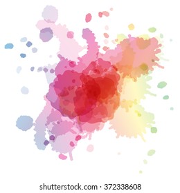 Colorful watercolor blots and splashes on a white background. A simple element of design for creation of more difficult ideas.