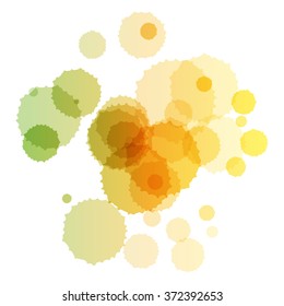 Colorful watercolor blots and splashes on a white background. A simple element of design for creation of more difficult ideas.