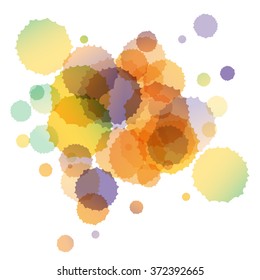 Colorful watercolor blots and splashes on a white background. A simple element of design for creation of more difficult ideas.