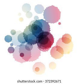 Colorful watercolor blots and splashes on a white background. A simple element of design for creation of more difficult ideas.