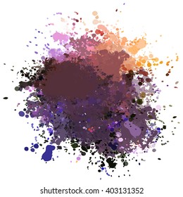 Colorful watercolor blots and splashes on a white background. A simple element of design for creation of more difficult ideas.