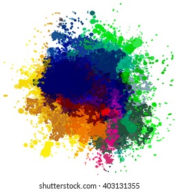 Colorful watercolor blots and splashes on a white background. A simple element of design for creation of more difficult ideas.
