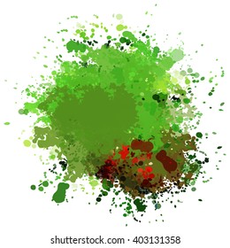 Colorful watercolor blots and splashes on a white background. A simple element of design for creation of more difficult ideas.
