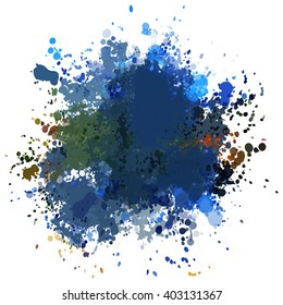Colorful watercolor blots and splashes on a white background. A simple element of design for creation of more difficult ideas.