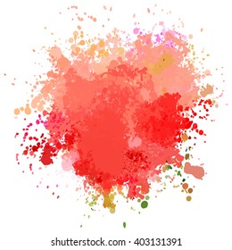 Colorful watercolor blots and splashes on a white background. A simple element of design for creation of more difficult ideas.
